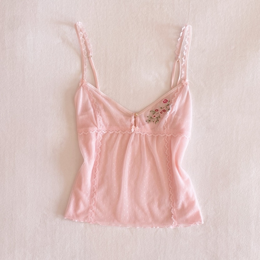victoria’s secret 05’ pink floral & lace babydoll camisole top